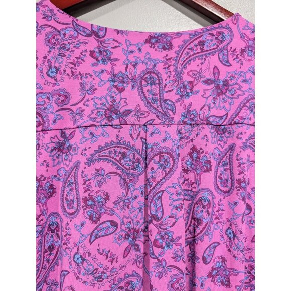 J. Jill Wearever Collection Stretch Knit Dress Petite Paisley Purple Pockets L P - Picture 12 of 16